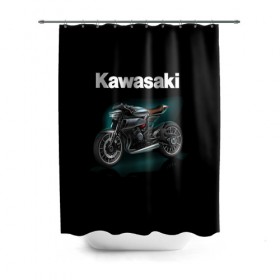 Штора 3D для ванной с принтом Kawasaky concept в Санкт-Петербурге, 100% полиэстер | плотность материала — 100 г/м2. Стандартный размер — 146 см х 180 см. По верхнему краю — пластиковые люверсы для креплений. В комплекте 10 пластиковых колец | kawasaky