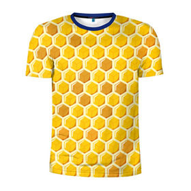 Мужская футболка 3D спортивная с принтом Медовые соты в Санкт-Петербурге, 100% полиэстер с улучшенными характеристиками | приталенный силуэт, круглая горловина, широкие плечи, сужается к линии бедра | арт | еда | мед | пчелы | соты