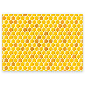Поздравительная открытка с принтом Медовые соты в Санкт-Петербурге, 100% бумага | плотность бумаги 280 г/м2, матовая, на обратной стороне линовка и место для марки
 | арт | еда | мед | пчелы | соты