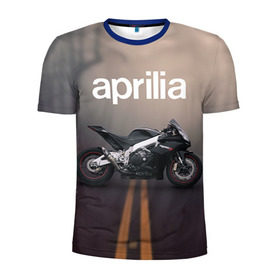 Мужская футболка 3D спортивная с принтом Aprilia RSV4 в Санкт-Петербурге, 100% полиэстер с улучшенными характеристиками | приталенный силуэт, круглая горловина, широкие плечи, сужается к линии бедра | aprilia