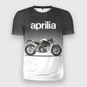 Мужская футболка 3D спортивная с принтом Aprilia 750CR в Санкт-Петербурге, 100% полиэстер с улучшенными характеристиками | приталенный силуэт, круглая горловина, широкие плечи, сужается к линии бедра | aprilia