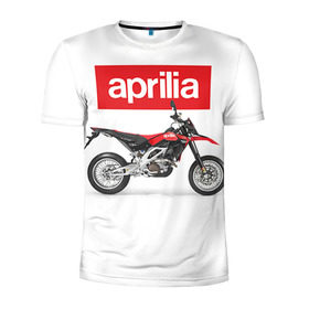 Мужская футболка 3D спортивная с принтом Aprilia SXV550 в Санкт-Петербурге, 100% полиэстер с улучшенными характеристиками | приталенный силуэт, круглая горловина, широкие плечи, сужается к линии бедра | aprilia