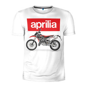Мужская футболка 3D спортивная с принтом Aprilia enduro в Санкт-Петербурге, 100% полиэстер с улучшенными характеристиками | приталенный силуэт, круглая горловина, широкие плечи, сужается к линии бедра | aprilia