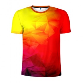 Мужская футболка 3D спортивная с принтом Too-Dye в Санкт-Петербурге, 100% полиэстер с улучшенными характеристиками | приталенный силуэт, круглая горловина, широкие плечи, сужается к линии бедра | Тематика изображения на принте: красный | полигоны | яркий