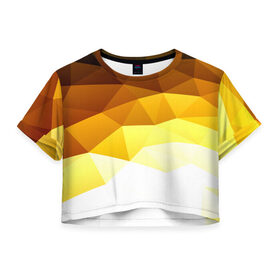 Женская футболка 3D укороченная с принтом Solid Polygon в Санкт-Петербурге, 100% полиэстер | круглая горловина, длина футболки до линии талии, рукава с отворотами | Тематика изображения на принте: геометрия | грани | изгиб | линии | полигоны | постель | сочетан | текстура | треугольники