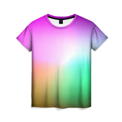 Женская футболка 3D с принтом Сочетание красок в Санкт-Петербурге, 100% полиэфир ( синтетическое хлопкоподобное полотно) | прямой крой, круглый вырез горловины, длина до линии бедер | градиент | пятна | разноцветные