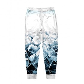 Мужские брюки 3D с принтом Кубики льда в Санкт-Петербурге, 100% полиэстер | манжеты по низу, эластичный пояс регулируется шнурком, по бокам два кармана без застежек, внутренняя часть кармана из мелкой сетки | Тематика изображения на принте: синий