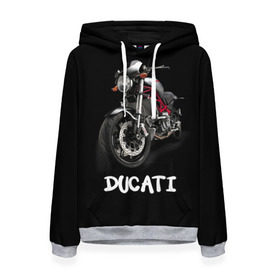 Женская толстовка 3D с принтом Ducati в Санкт-Петербурге, 100% полиэстер  | двухслойный капюшон со шнурком для регулировки, мягкие манжеты на рукавах и по низу толстовки, спереди карман-кенгуру с мягким внутренним слоем. | ducati | дукати | мото | мотогонки | мотоспорт | мотоцикл