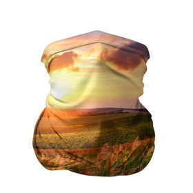 Бандана-труба 3D с принтом Родные просторы в Санкт-Петербурге, 100% полиэстер, ткань с особыми свойствами — Activecool | плотность 150‒180 г/м2; хорошо тянется, но сохраняет форму | sunrise | sunset | восход | деревня | закат | луг | небо | облака | поле | природа | солнце | цветы