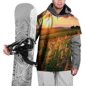 Накидка на куртку 3D с принтом Родные просторы в Санкт-Петербурге, 100% полиэстер |  | sunrise | sunset | восход | деревня | закат | луг | небо | облака | поле | природа | солнце | цветы