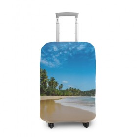 Чехол для чемодана 3D с принтом Шикарный пляж в Санкт-Петербурге, 86% полиэфир, 14% спандекс | двустороннее нанесение принта, прорези для ручек и колес | вода | голубое небо | жара | загар | зной | каникулы | купание | море | океан | отдых | отпуск | пальмы | песок | приключение | путешествие | туризм