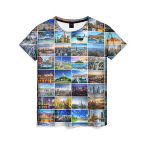 Женская футболка 3D с принтом Мир путешествий в Санкт-Петербурге, 100% полиэфир ( синтетическое хлопкоподобное полотно) | прямой крой, круглый вырез горловины, длина до линии бедер | азия | берлин | вегас | венеция | воспоминания | города | достопримечательности | европа | египет | калифорния | каникулы | лондон | милан | москва | ностальгия | нью йорк | отдых | отпуск | память