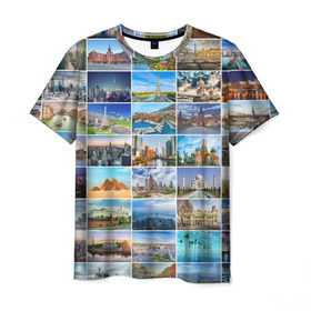Мужская футболка 3D с принтом Достопримечательности планеты в Санкт-Петербурге, 100% полиэфир | прямой крой, круглый вырез горловины, длина до линии бедер | азия | берлин | вегас | венеция | воспоминания | города | достопримечательности | европа | египет | калифорния | каникулы | лондон | милан | москва | ностальгия | нью йорк | отдых | отпуск | память