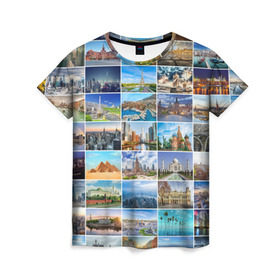 Женская футболка 3D с принтом Достопримечательности планеты в Санкт-Петербурге, 100% полиэфир ( синтетическое хлопкоподобное полотно) | прямой крой, круглый вырез горловины, длина до линии бедер | азия | берлин | вегас | венеция | воспоминания | города | достопримечательности | европа | египет | калифорния | каникулы | лондон | милан | москва | ностальгия | нью йорк | отдых | отпуск | память