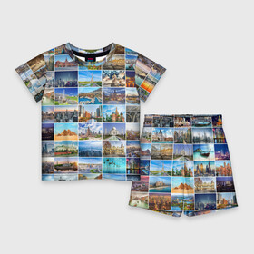 Детский костюм с шортами 3D с принтом Достопримечательности планеты в Санкт-Петербурге,  |  | азия | берлин | вегас | венеция | воспоминания | города | достопримечательности | европа | египет | калифорния | каникулы | лондон | милан | москва | ностальгия | нью йорк | отдых | отпуск | память