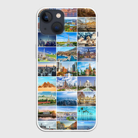 Чехол для iPhone 13 с принтом Достопримечательности планеты в Санкт-Петербурге,  |  | азия | берлин | вегас | венеция | воспоминания | города | достопримечательности | европа | египет | калифорния | каникулы | лондон | милан | москва | ностальгия | нью йорк | отдых | отпуск | память