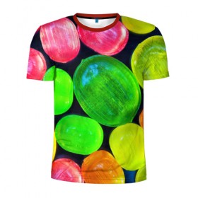 Мужская футболка 3D спортивная с принтом Карамельки в Санкт-Петербурге, 100% полиэстер с улучшенными характеристиками | приталенный силуэт, круглая горловина, широкие плечи, сужается к линии бедра | вкусности | вкусняшки | карамельки | конфетки | конфеты | леденцы | сахар | сладости