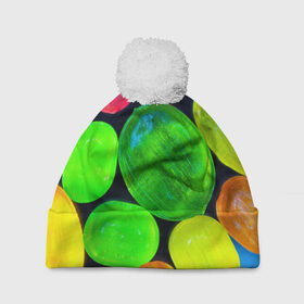 Шапка 3D c помпоном с принтом Карамельки в Санкт-Петербурге, 100% полиэстер | универсальный размер, печать по всей поверхности изделия | вкусности | вкусняшки | карамельки | конфетки | конфеты | леденцы | сахар | сладости