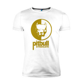 Мужская футболка премиум с принтом Питбуль в Санкт-Петербурге, 92% хлопок, 8% лайкра | приталенный силуэт, круглый вырез ворота, длина до линии бедра, короткий рукав | youtube | игры | питбуль | смотра | собака