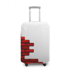 Чехол для чемодана 3D с принтом Кирпичики в Санкт-Петербурге, 86% полиэфир, 14% спандекс | двустороннее нанесение принта, прорези для ручек и колес | белый | красный | стена