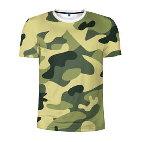 Мужская футболка 3D спортивная с принтом Зелёный камуфляж в Санкт-Петербурге, 100% полиэстер с улучшенными характеристиками | приталенный силуэт, круглая горловина, широкие плечи, сужается к линии бедра | camouflage | green camouflage | зеленый камуфляж | камуфляж