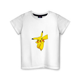 Детская футболка хлопок с принтом Pikachu Smile в Санкт-Петербурге, 100% хлопок | круглый вырез горловины, полуприлегающий силуэт, длина до линии бедер | пикачу | покемон