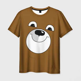 Мужская футболка 3D с принтом Мишутка в Санкт-Петербурге, 100% полиэфир | прямой крой, круглый вырез горловины, длина до линии бедер | животное.лицо.улыбка.разное.прикольное