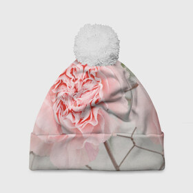 Шапка 3D c помпоном с принтом Розовый цветок в Санкт-Петербурге, 100% полиэстер | универсальный размер, печать по всей поверхности изделия | женская | природа | растения | розовый | цветок | цветы