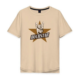Мужская футболка хлопок Oversize с принтом Rockstar в Санкт-Петербурге, 100% хлопок | свободный крой, круглый ворот, “спинка” длиннее передней части | rock | рок | рок звезда