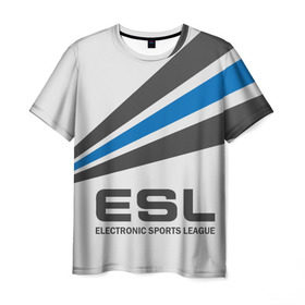 Мужская футболка 3D с принтом ESL в Санкт-Петербурге, 100% полиэфир | прямой крой, круглый вырез горловины, длина до линии бедер | cs go | cyber | dota 2 | progamer | sport | киберспорт