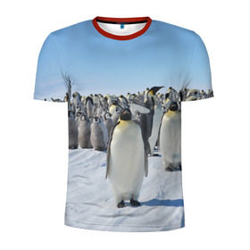 Мужская футболка 3D спортивная с принтом Пингвины в Санкт-Петербурге, 100% полиэстер с улучшенными характеристиками | приталенный силуэт, круглая горловина, широкие плечи, сужается к линии бедра | пингвин