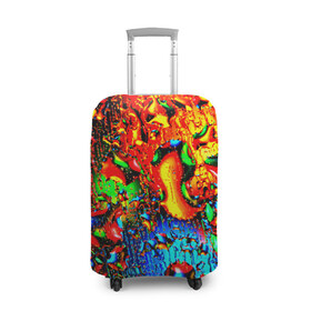 Чехол для чемодана 3D с принтом Краска в Санкт-Петербурге, 86% полиэфир, 14% спандекс | двустороннее нанесение принта, прорези для ручек и колес | брызги | разноцветный | стекло