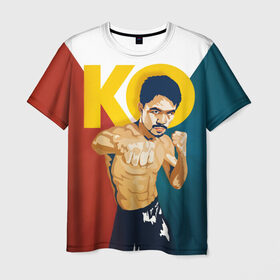 Мужская футболка 3D с принтом KO в Санкт-Петербурге, 100% полиэфир | прямой крой, круглый вырез горловины, длина до линии бедер | Тематика изображения на принте: мэнни пакьяо