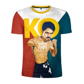 Мужская футболка 3D спортивная с принтом KO в Санкт-Петербурге, 100% полиэстер с улучшенными характеристиками | приталенный силуэт, круглая горловина, широкие плечи, сужается к линии бедра | мэнни пакьяо