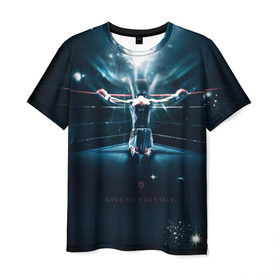 Мужская футболка 3D с принтом Give us this day! в Санкт-Петербурге, 100% полиэфир | прямой крой, круглый вырез горловины, длина до линии бедер | мэнни пакьяо