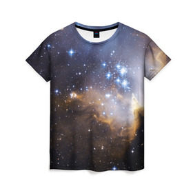 Женская футболка 3D с принтом Вселенная в Санкт-Петербурге, 100% полиэфир ( синтетическое хлопкоподобное полотно) | прямой крой, круглый вырез горловины, длина до линии бедер | вселенная | галактика | звёзды | космическое пространство | космос | созвездие