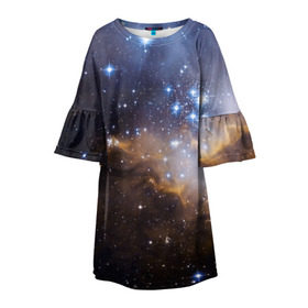 Детское платье 3D с принтом Вселенная в Санкт-Петербурге, 100% полиэстер | прямой силуэт, чуть расширенный к низу. Круглая горловина, на рукавах — воланы | вселенная | галактика | звёзды | космическое пространство | космос | созвездие