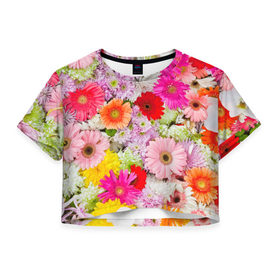 Женская футболка 3D укороченная с принтом Счастье в Санкт-Петербурге, 100% полиэстер | круглая горловина, длина футболки до линии талии, рукава с отворотами | арт | весна | красота | лето | любовь | новинки | осень | подарок | популярное | природа | радуга | цветы