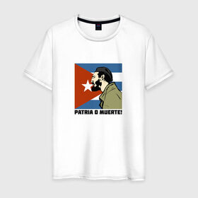 Мужская футболка хлопок с принтом Фидель Кастро в Санкт-Петербурге, 100% хлопок | прямой крой, круглый вырез горловины, длина до линии бедер, слегка спущенное плечо. | 