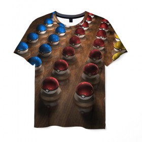 Мужская футболка 3D с принтом Wood в Санкт-Петербурге, 100% полиэфир | прямой крой, круглый вырез горловины, длина до линии бедер | bulbasaur | pikachu | pokemon | squirtle | бальбазар | пикачу | покемон | сквиртл