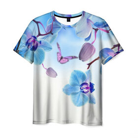 Мужская футболка 3D с принтом Flowers в Санкт-Петербурге, 100% полиэфир | прямой крой, круглый вырез горловины, длина до линии бедер | арт | краска | лето | лучи | любовь | новинки | популярные | природа | рисунки | свет | цветы