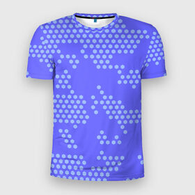 Мужская футболка 3D спортивная с принтом Кибер камуфляж 7 в Санкт-Петербурге, 100% полиэстер с улучшенными характеристиками | приталенный силуэт, круглая горловина, широкие плечи, сужается к линии бедра | пиксели | сиреневый | точки