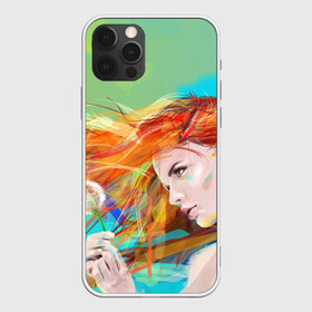 Чехол для iPhone 12 Pro Max с принтом Летняя пора в Санкт-Петербурге, Силикон |  | Тематика изображения на принте: lineking | вектор | волосы на ветру | девушка | краски | модель | одуванчик | рыжая