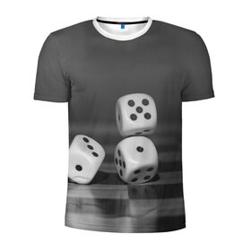 Мужская футболка 3D спортивная с принтом Игральные кости в Санкт-Петербурге, 100% полиэстер с улучшенными характеристиками | приталенный силуэт, круглая горловина, широкие плечи, сужается к линии бедра | кубик