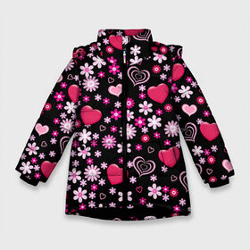 Зимняя куртка для девочек 3D с принтом Волшебный орнамент в Санкт-Петербурге, ткань верха — 100% полиэстер; подклад — 100% полиэстер, утеплитель — 100% полиэстер. | длина ниже бедра, удлиненная спинка, воротник стойка и отстегивающийся капюшон. Есть боковые карманы с листочкой на кнопках, утяжки по низу изделия и внутренний карман на молнии. 

Предусмотрены светоотражающий принт на спинке, радужный светоотражающий элемент на пуллере молнии и на резинке для утяжки. | heart | любовь | орнамент | сердце | узор
