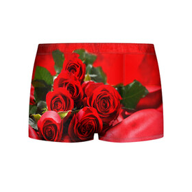 Мужские трусы 3D с принтом Розы в Санкт-Петербурге, 50% хлопок, 50% полиэстер | классическая посадка, на поясе мягкая тканевая резинка | Тематика изображения на принте: букет | красная | лепесток | разноцветная | роза | цветок