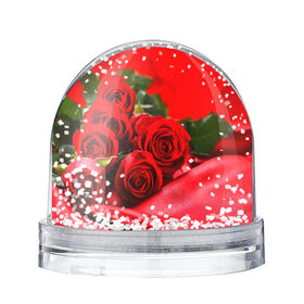 Снежный шар с принтом Розы в Санкт-Петербурге, Пластик | Изображение внутри шара печатается на глянцевой фотобумаге с двух сторон | букет | красная | лепесток | разноцветная | роза | цветок