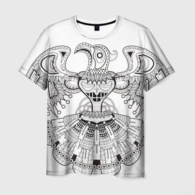 Мужская футболка 3D с принтом Орел Апачи в Санкт-Петербурге, 100% полиэфир | прямой крой, круглый вырез горловины, длина до линии бедер | апачи | вождь | воин | животные | запад | канада | лидер | лицо | северная | смешные | талисман | цвет