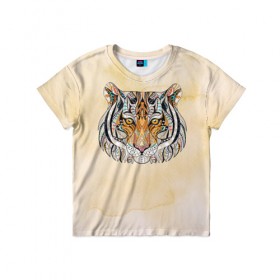 Детская футболка 3D с принтом Тигр 2 в Санкт-Петербурге, 100% гипоаллергенный полиэфир | прямой крой, круглый вырез горловины, длина до линии бедер, чуть спущенное плечо, ткань немного тянется | Тематика изображения на принте: тигр