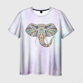 Мужская футболка 3D с принтом Слон в Санкт-Петербурге, 100% полиэфир | прямой крой, круглый вырез горловины, длина до линии бедер | слон